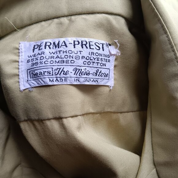 Medium Vintage Shirt Sears Mens Store Perma-Prest Green Button-Up 70's LS Japan - Picture 3 of 5